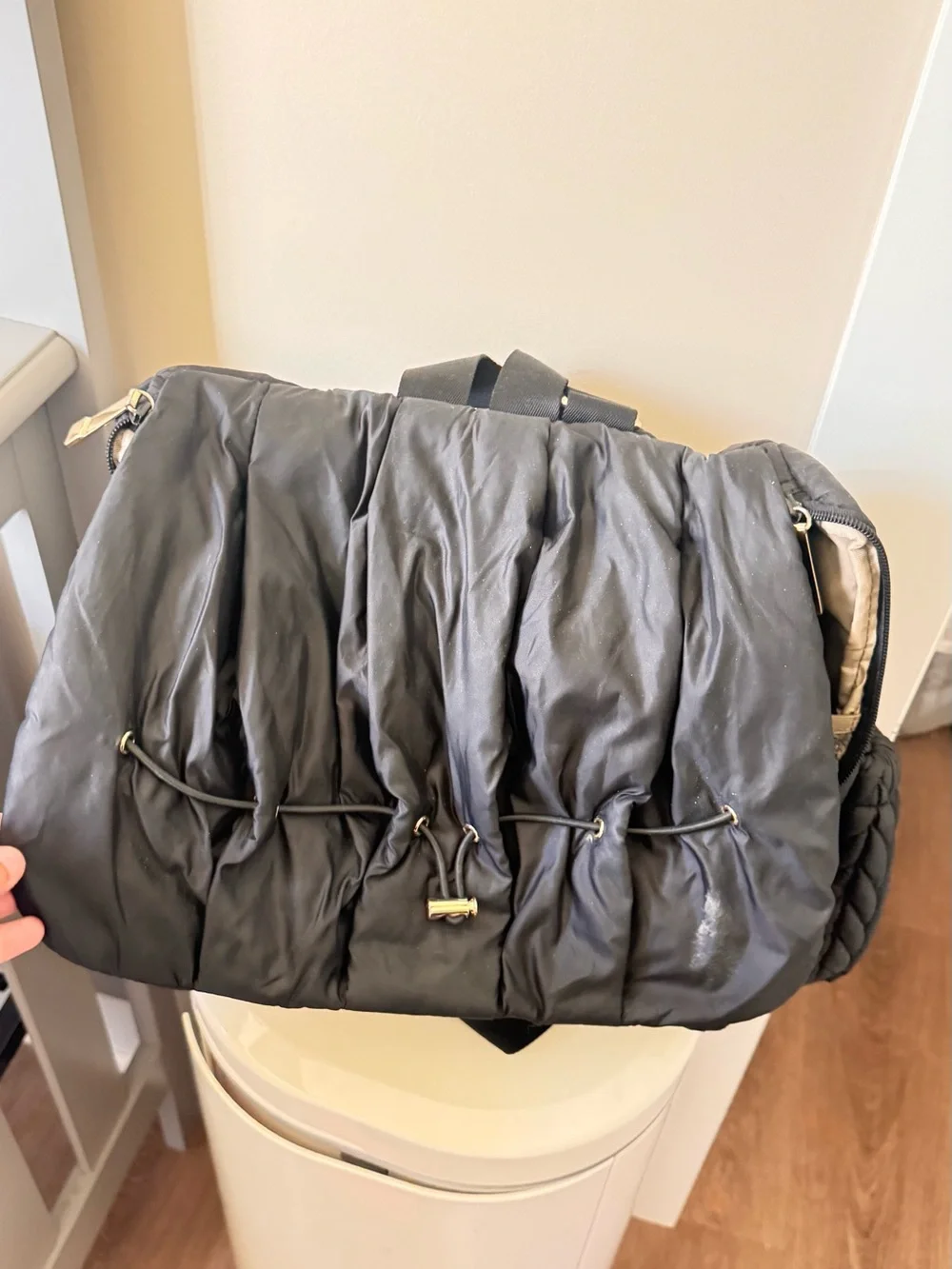 Black Quilted Baby Bag | Lightweight Nylon Diaper Tote